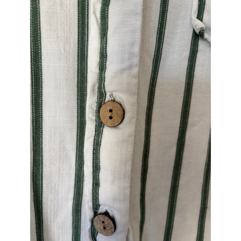 Velvet Heart Green White Striped Linen Blend Button Down Shirt M - Picture 2 of 7